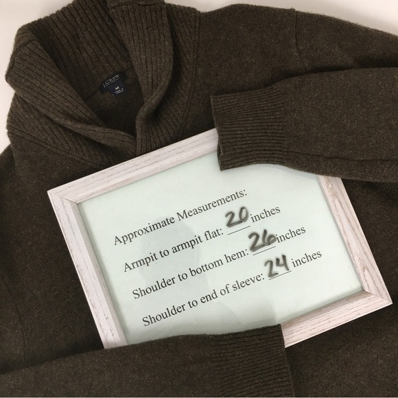 J. Crew Lambswool Sweater Shawl-Collar Brown Men’s Size Medium Distressed Flaws - Picture 14 of 14